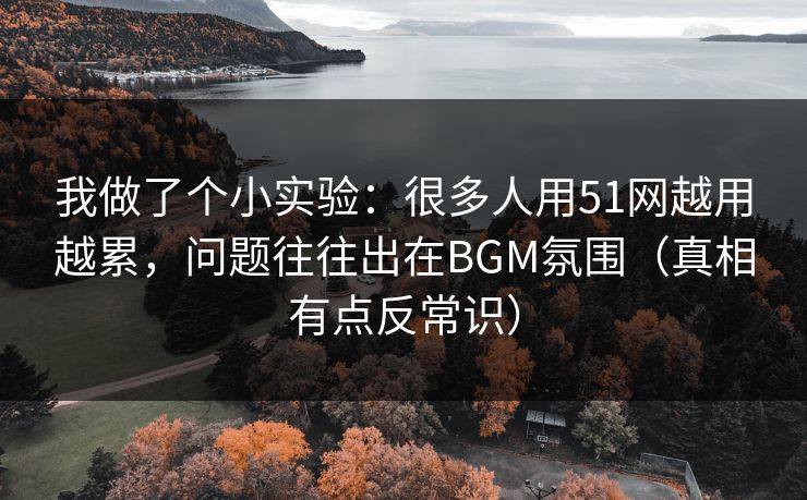 我做了个小实验：很多人用51网越用越累，问题往往出在BGM氛围（真相有点反常识）