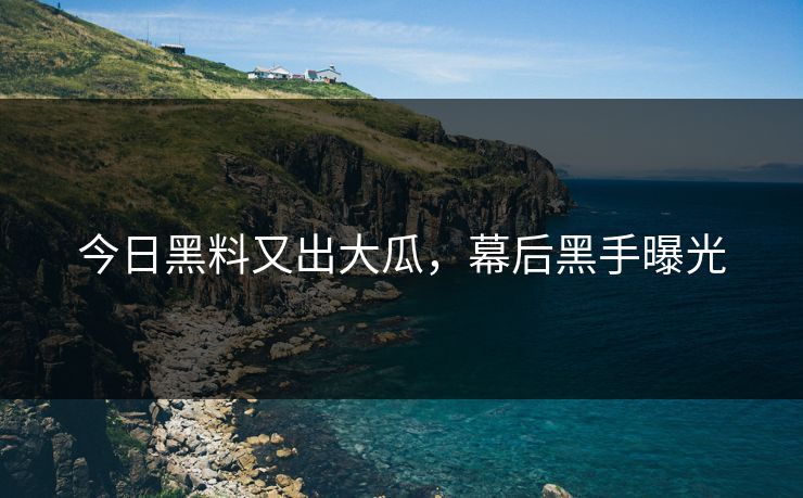 今日黑料又出大瓜，幕后黑手曝光