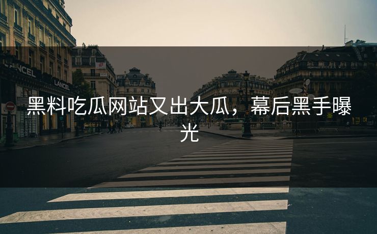 黑料吃瓜网站又出大瓜，幕后黑手曝光