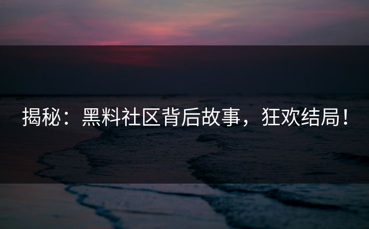揭秘：黑料社区背后故事，狂欢结局！