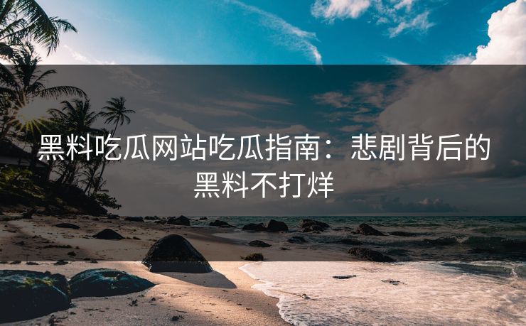 黑料吃瓜网站吃瓜指南：悲剧背后的黑料不打烊