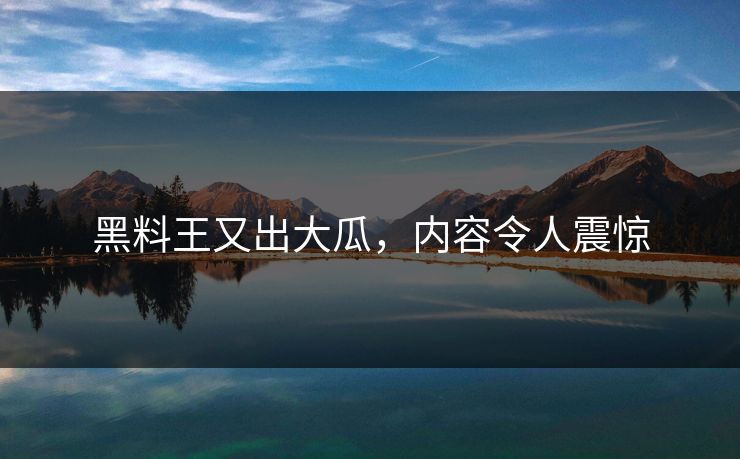 黑料王又出大瓜，内容令人震惊