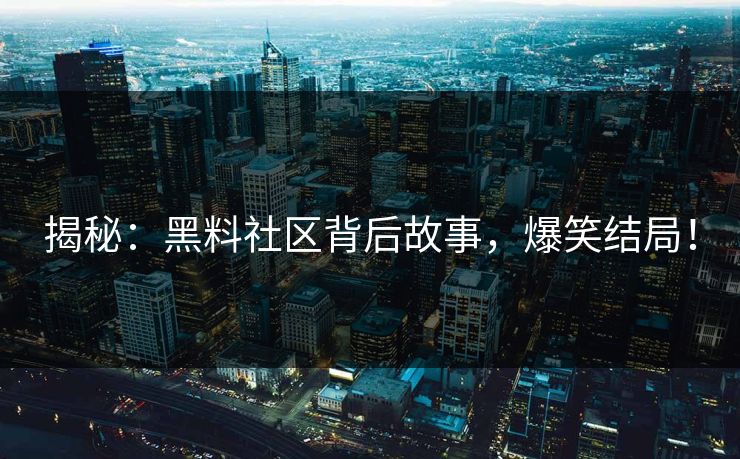 揭秘：黑料社区背后故事，爆笑结局！