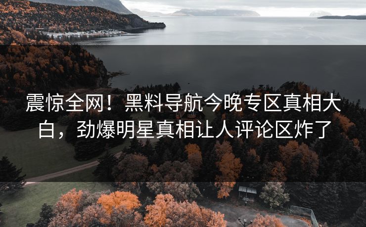 震惊全网！黑料导航今晚专区真相大白，劲爆明星真相让人评论区炸了