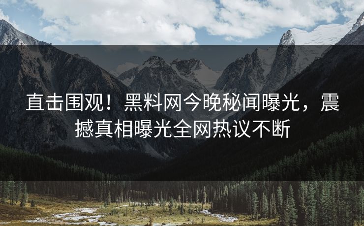 直击围观！黑料网今晚秘闻曝光，震撼真相曝光全网热议不断