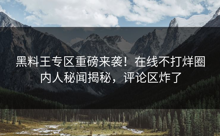 黑料王专区重磅来袭！在线不打烊圈内人秘闻揭秘，评论区炸了