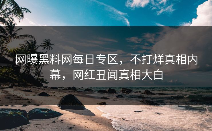 网曝黑料网每日专区，不打烊真相内幕，网红丑闻真相大白