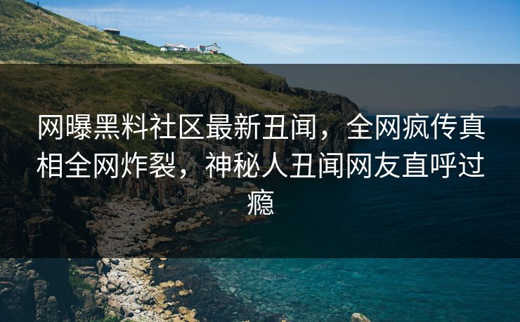 网曝黑料社区最新丑闻，全网疯传真相全网炸裂，神秘人丑闻网友直呼过瘾