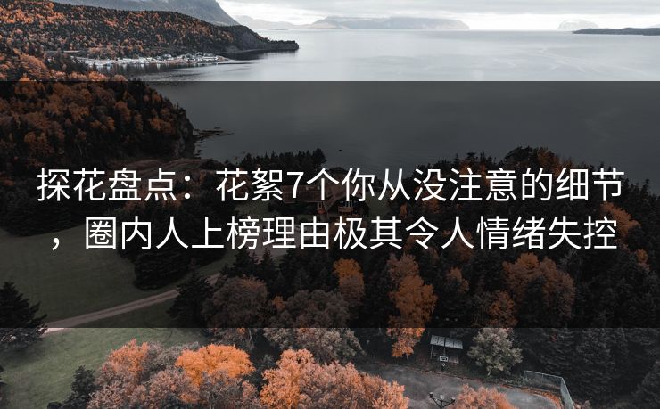 探花盘点：花絮7个你从没注意的细节，圈内人上榜理由极其令人情绪失控