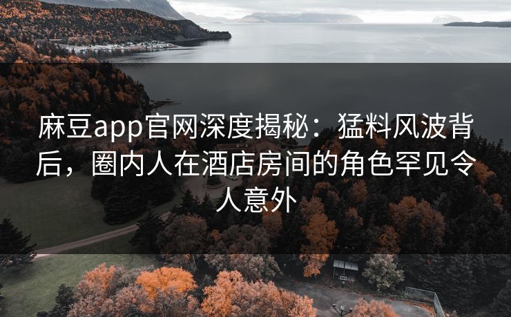 麻豆app官网深度揭秘：猛料风波背后，圈内人在酒店房间的角色罕见令人意外