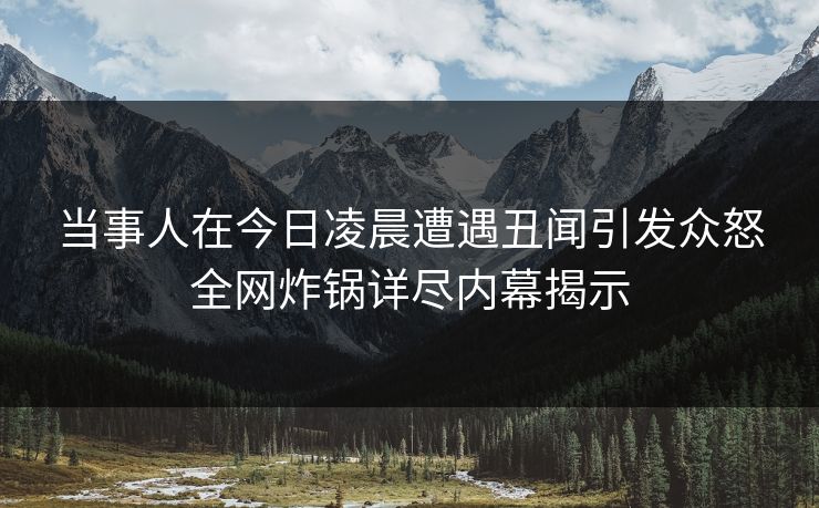 当事人在今日凌晨遭遇丑闻引发众怒全网炸锅详尽内幕揭示