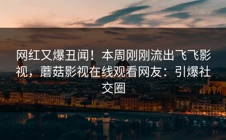 网红又爆丑闻！本周刚刚流出飞飞影视，蘑菇影视在线观看网友：引爆社交圈
