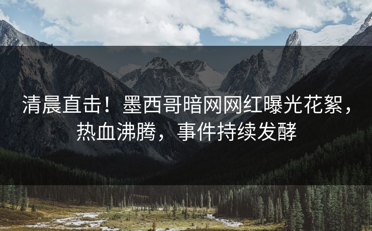 清晨直击！墨西哥暗网网红曝光花絮，热血沸腾，事件持续发酵