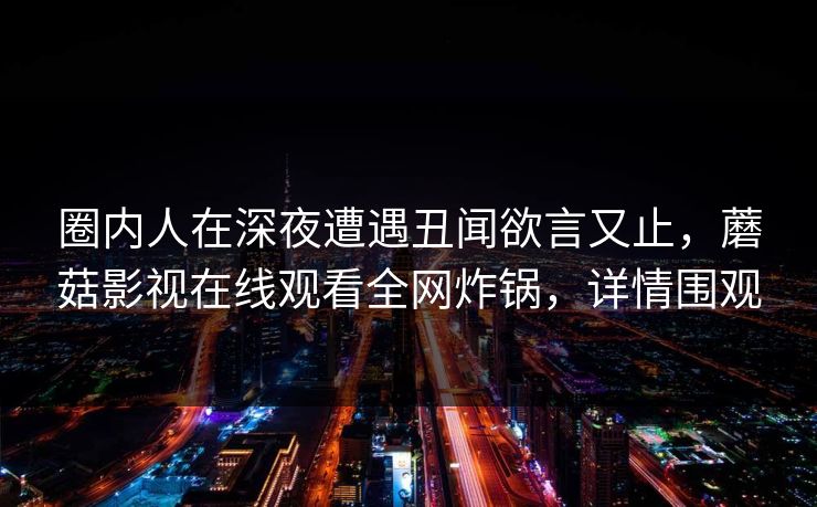 圈内人在深夜遭遇丑闻欲言又止，蘑菇影视在线观看全网炸锅，详情围观