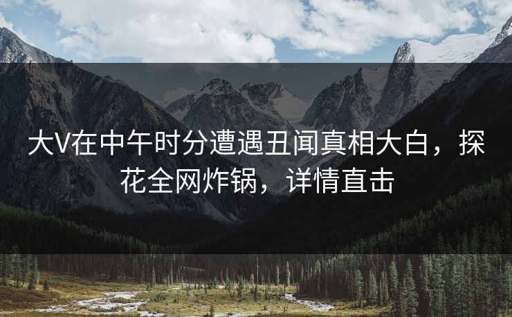大V在中午时分遭遇丑闻真相大白，探花全网炸锅，详情直击