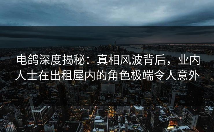 电鸽深度揭秘：真相风波背后，业内人士在出租屋内的角色极端令人意外