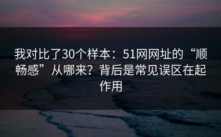 我对比了30个样本：51网网址的“顺畅感”从哪来？背后是常见误区在起作用